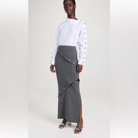 Veronica beard Fauri shirt white asymmetrical button down top size 2 - Picture 7 of 8